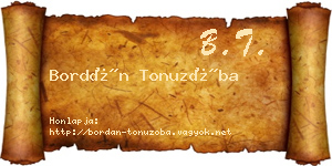 Bordán Tonuzóba névjegykártya